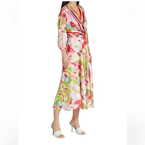 Teri Jon by Rickie Freeman Floral V Neck Multicolor Cocktail Dress - Picture 2 of 14